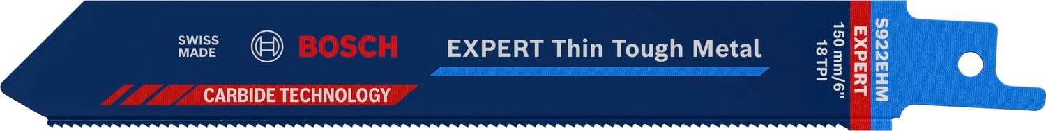 Bosch Professional 3x Expert ‘Thin Tough Metal’ S 922 EHM Reciprocating Saw Blade (150x19 mm, Accessories Reciprocating Saw)