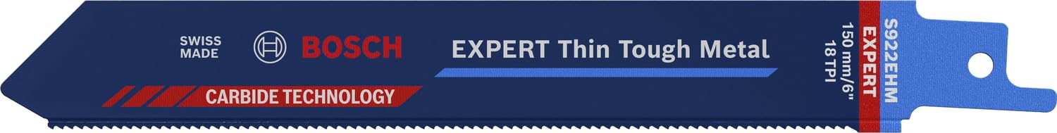 Bosch Professional 3x Expert ‘Thin Tough Metal’ S 922 EHM Reciprocating Saw Blade (150x19 mm, Accessories Reciprocating Saw)