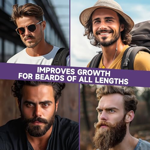 Image of Beard Growth Oil - 5% Concentration Biotin Beard for Men (2 oz) - Natural Mens with Argan Oil, Jojoba Oil and Vitamin, Growth Softener, Moisturizer (Passionate Sunset)