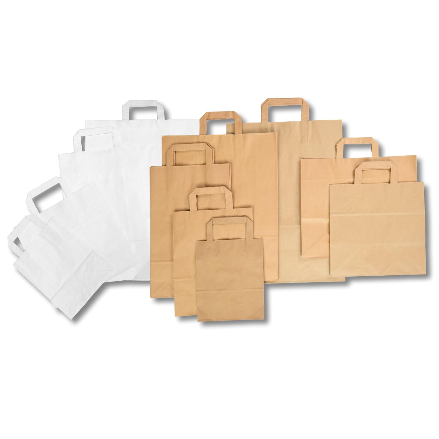 dm-folien - 250 sacchetti di carta bianchi, 22 + 10 x 28 cm, sacchetti di carta kraft da 70 g/m², sacchetti per alimenti con manico, sacchetti ecologici con portata fino a 5 kg