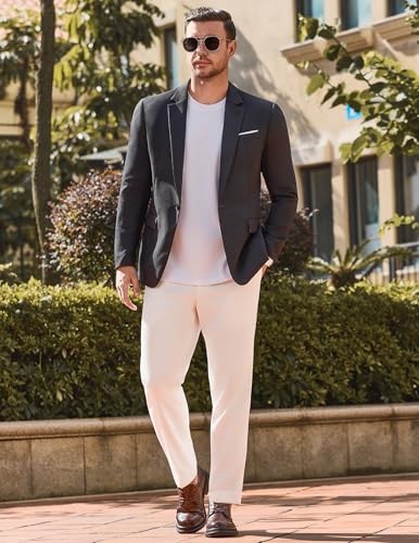 Vssjavun Blazer for Men Casual Suit Jackets Lightweight Sport Coat One Button Slim Fit Suits Dark Blue2