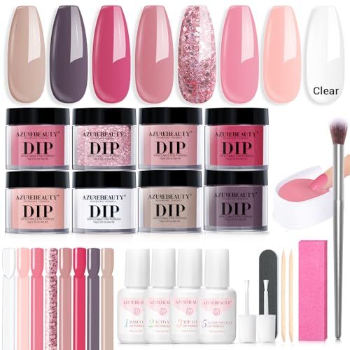 AZUREBEAUTY Dip Powder Nail Kit Starter Pink Blue...