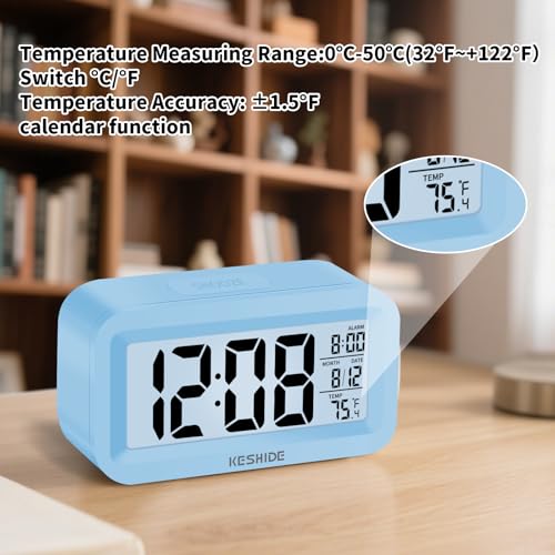 Image of Travel Digital Alarm Clock,Battery Operated with Backlight, Indoor Temperature, Desk Small Clock,Snooze Model,12 /24H Display for Bedrooms Heavy Sleepers Kids Travel Bathroom