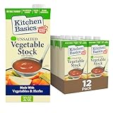 Kitchen Basics Unsalted Vegetable Stock, 32 oz (Pack of 12) For Delicious Dishes and Enhanced Flavors, Great for Vegetarian Recipes