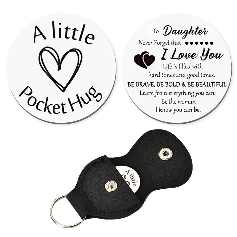 Daughter Birthday Gift from Mom Dad To Daughter Inspirational Gifts I Love You Daughters Pocket Hug Keychain Presents for Daughter in law Christmas Graduation Wedding Gift for Women Girls