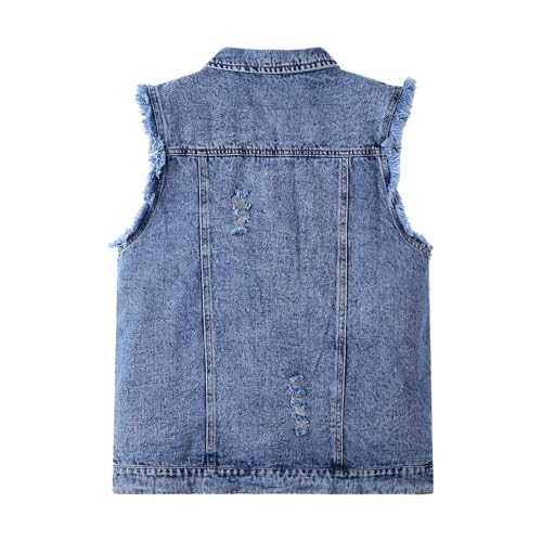 Kids Biker Denim Vest for Boys & Girls | Western Motorcycle Jean Jacket Sleeveless Top for Teens 3-14 Years2