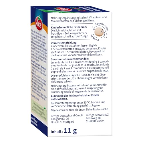 Abtei Kinder Multivitamine + Mineralstoffe - Für ein gesundes Aufwachsen* von Kindern - Ab 3 Jahren - Mit 21 wichtigen Nährstoffen - Glutenfrei, Laktosefrei, Gelatinefrei - 75 Schmelztabletten