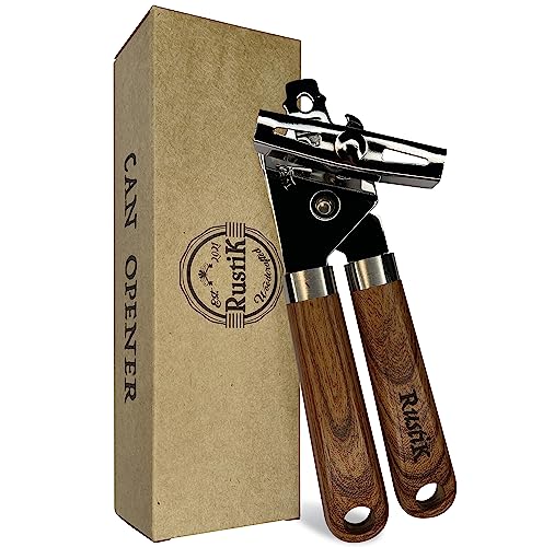 Tin Opener by RustiK, Food-Safe Stainless Steel, Can Opener with Non-Slip Handle and Ergonomic Turning Knob.