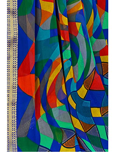 Image of SIRIL Women's Printed Chiffon Saree with Unstitched Blouse Piece