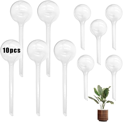 10 PCS Plastic Clear Self-Watering Bulbs,Garden Plant Watering Bulb,Plastic Automatic Devices Watering Globe for Indoor Outdoor Plants,Flowers
