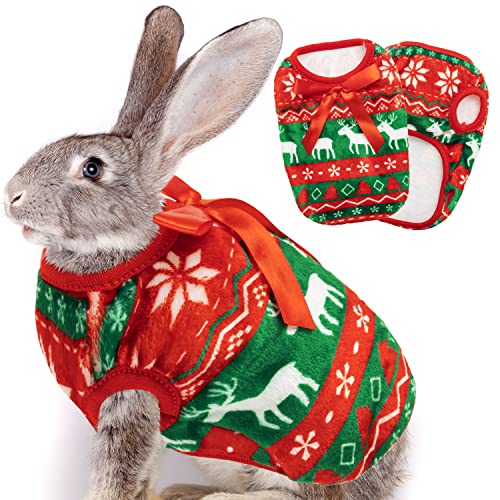Guinea-Pig-Clothes-2-Pack-Christmas-Warm-Vest-Pet-Costume-for-Guinea-Pigs-Rabbit-Bunny-Ferret-Chinchilla-Kitten-Puppy-Small-Animals-Cute-Plaid-Cozy-Fleece-Pet-Shirts-for-Winter-Holidays