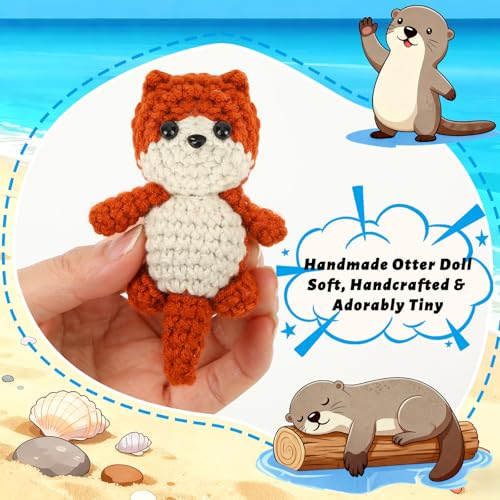 JULEASEL Little Otter Buddy - Knitted Otter Desk Companion Gift - image 2