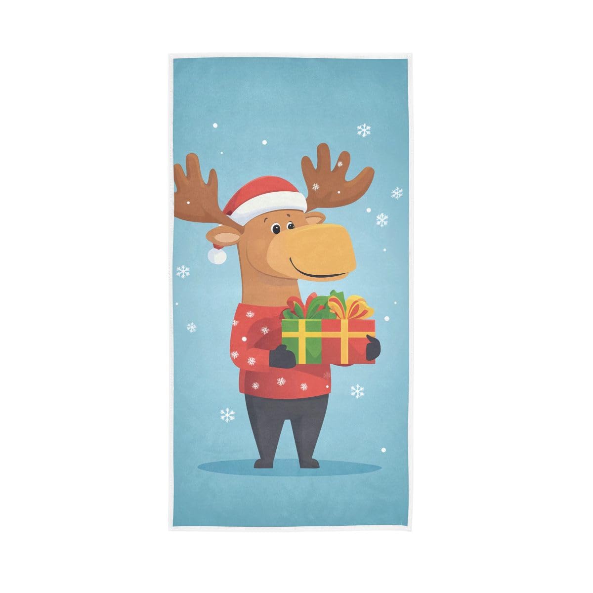 LSRCPD Cute Moose Christmas Hand Towel, Bathroom Hand Towels Decorative 15 x 30 Inches