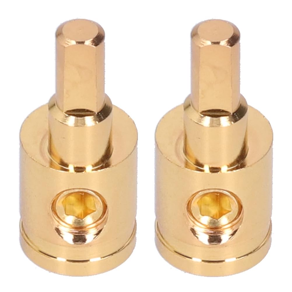 IFutniew Riduttore Cavo 0GA Placcato Oro | 2 Pezzi Per Amplificatore Auto, Ingresso 1/0 AWG, Viti Esagonali, Rame Puro - copertina