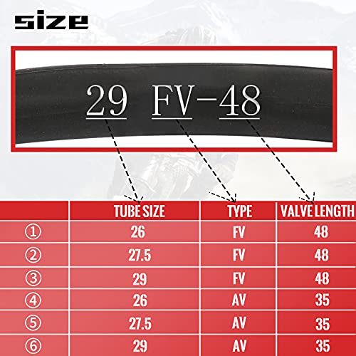 Bwshlf 29" Mountain Bike Inner Tubes (2 Pack), Durable Butyl Rubber Mtb Bicycle Replacement Fit 1.75-2.3，Presta Valve 48Mm #TOP3