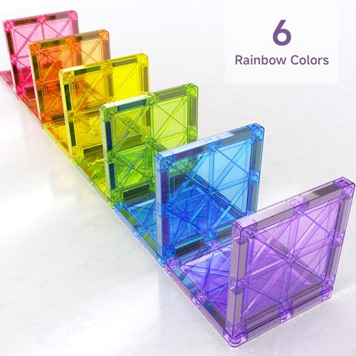 Image of 100Pcs Premium Magnetic Tiles Toys Set with Sturdy Iron Case, STEM Educational Building Blocks for Kids Ages 3-5 4-8, Montessori Sensory Toys, Creative Birthday Gifts for Toddler Boys & Girls