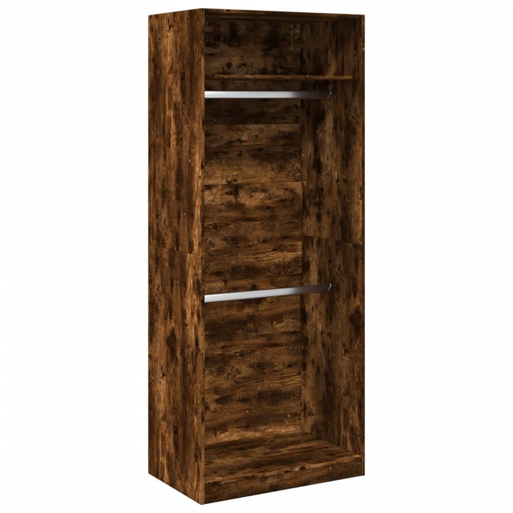 vidaXL Wardrobe, Closet for Bedroom, Clothes Storage Organiser with Hanger Bar, Clothes Cupboard, Armoire, Modern Style, Smoked Oak Engineered Wood