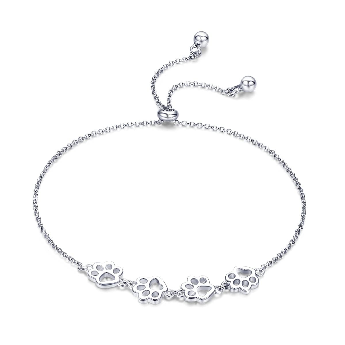 BISAER Paw Print Charm Bracelet