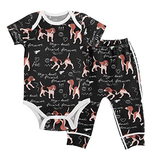 Image of vvfelixl Baby Clothes Set - Cute Cartoon Pattern Bodysuits & Pants Set - Unisex 0-24 Months