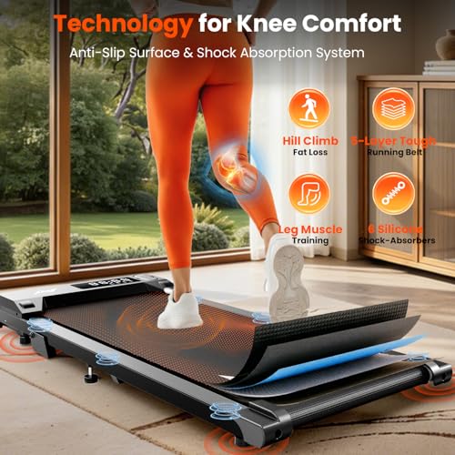 Image of AXV Treadmills Walking pad with Incline Under Desk Treadmill for Home, Portable Slim Compact Treadmill Walk Running Machine with Adjustable Speed,Remote Control, LED Display