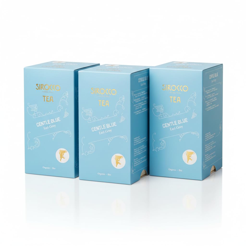Sirocco Gentle Blue Bio Earl Grey Tee 20 Sachets klassischer Schwarztee mit Bergamotteöl Bio-Qualität aromatisch - 3 Schachteln je 20 Sachets