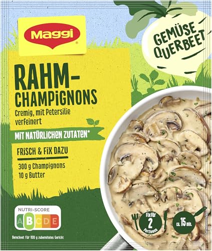 MAGGI Fix für Rahm-Champignons, Würzmischung, mit natürlichen Zutaten*, für 2 Portionen, 1er Pack (1 x 36g)