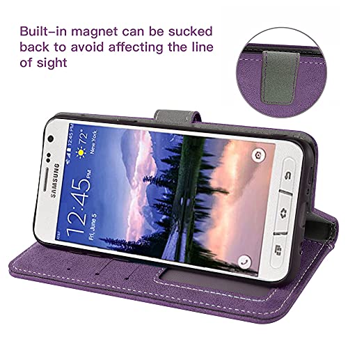Compatible With Samsung Galaxy S6 Active Phone Case And Tempered Glass Screen Protector Folio Cover Card Holder Stand Cell Accessories Flip Wallet Cases For Glaxay S6Active 6S S 6 6Active G890A Purple #TOP3