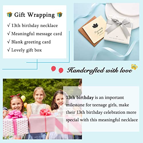 VOSAP 13th Birthday Gifts for Girls, Sterling Silver Crown Necklace 13 year old gifts for girls, 13th Birthday Jewellery Presents for Daughter Granddaughter Friend Teenage Girls - Image 6