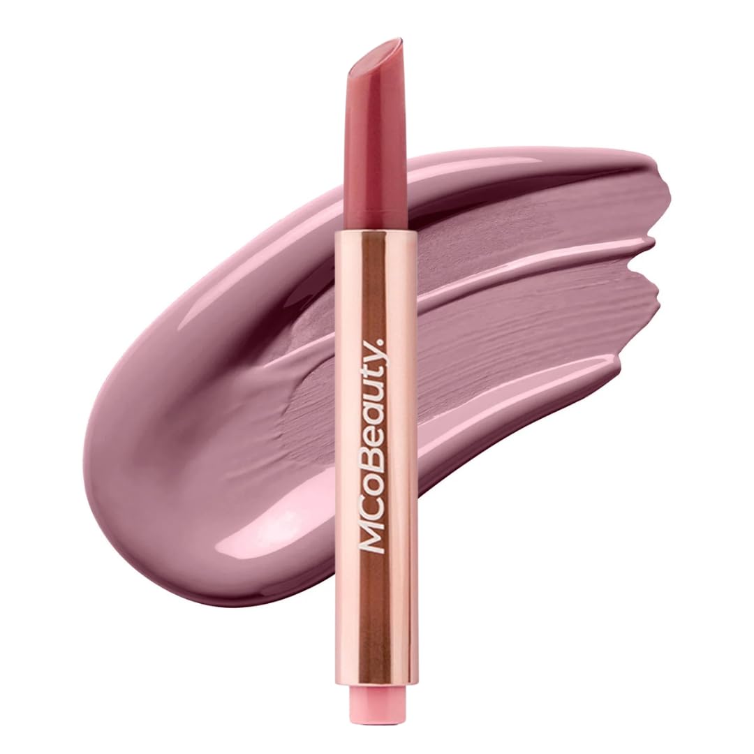 MCoBeauty - Lip Plump 4-in-1 Hydrating Lacquer - Multi-Benefit Lip Color with Shea Butter, Hyaluronic Acid and Click-Pen Format - Emily, Natural Mauve - 2.5ml