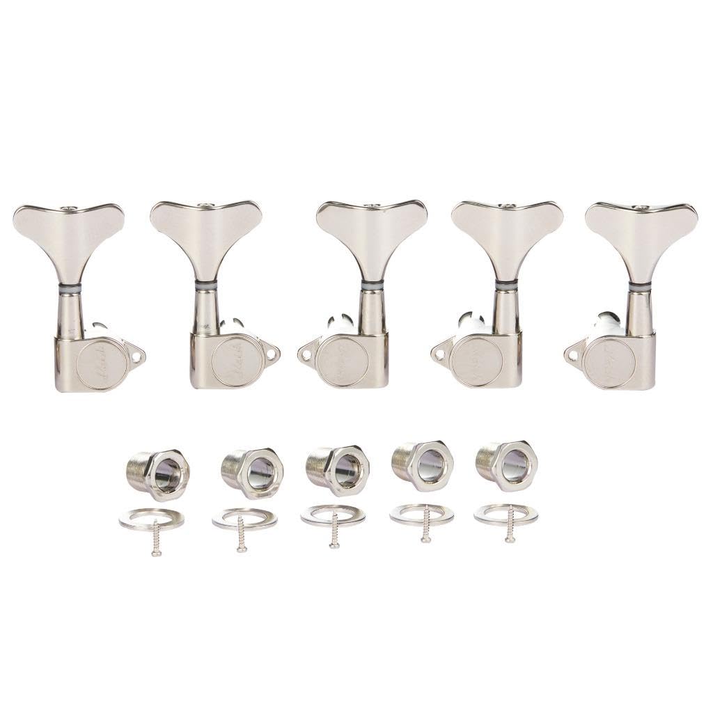 Left Handed 5 String 18:1 Sealed Bass Tuners Lefty Bass Guitar Tuning Keys Pegs Bass Tuning Machines Compatible with Ibanez/Yamaha Style Acoustic/Electric Bass Nickel 3L/2R