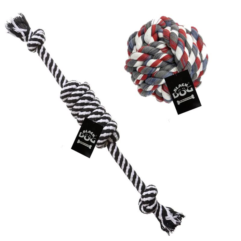 BLACKDOG Rope Toys for Dogs Attractive Cotton Poly Chew Dog Toys and Puppies Toys for Fetching Teething Suitable for Adult, Small, Puppy & Medium Puppies, 2 in1 Dog Toys Combo Pack of 2pc (B0C55HLXN5) Amazon Price History, Amazon Price Tracker
