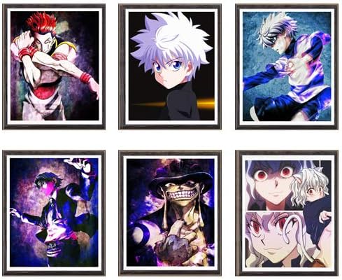 Set of 6 Manga Anime Art Prints Colorful Fabric Artwork for Wall Decor,8 x 10 Inches