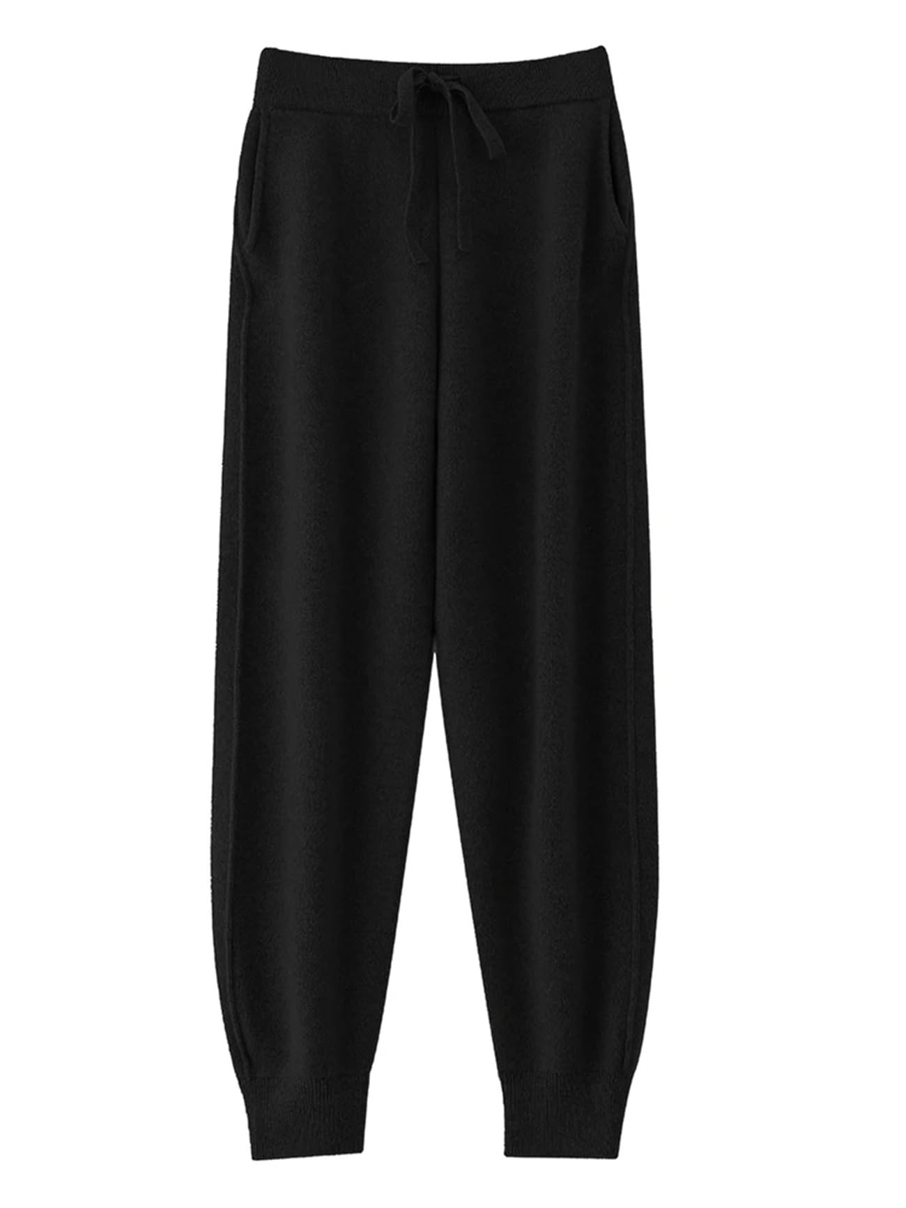 Pantaloni da donna in lana merino con elastico in vita coulisse tinta unita morbido casual pantaloni spessi autunno inverno
