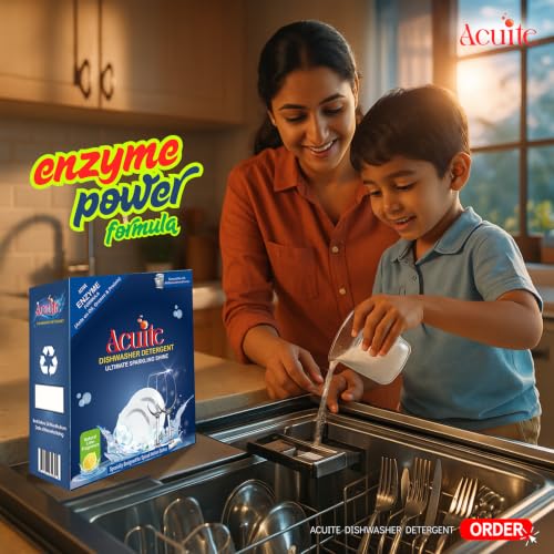 Image of Dishwasher Detergent Powder 900g | Powerful Enzyme Based Formula | 100% Water-Soluble | Phosphate-Free | Built for Indian Kitchens & Water Conditions | For All Automatic Dishwashers