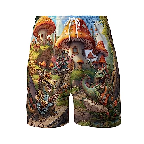 Dragons Mens Hawaiian Sport Shorts - Dragon Dice Hawaiian Shorts for Men - Casual Drawstring Beachwear Shorts Series 21