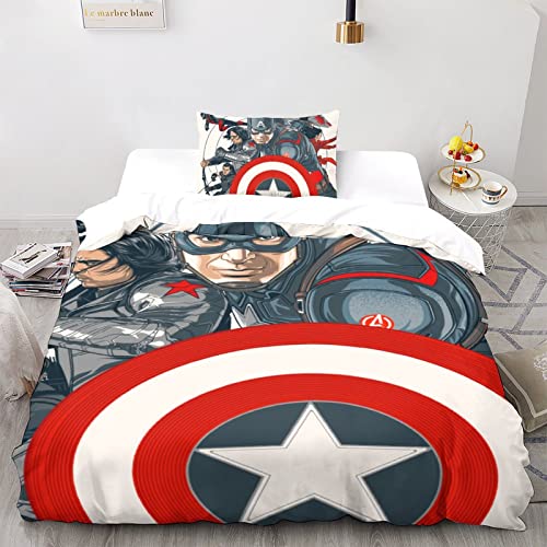 CPSUN Captain America Bettwäsche 3er Set Mit 3D Bettwäsche-Sets 3teilig Mikrofaser, Bettwäsche Kinder Mit Kissenbezug Für Erwachsene Teenager Kinder Single(135x200cm) CPSUN Captain America Bettwäsche 3er Set Mit 3D Bettwäsche-Sets 3teilig Mikrofaser, Bettwäsche Kinder Mit Kissenbezug Für Erwachsene Teenager Kinder Single(135x200cm)