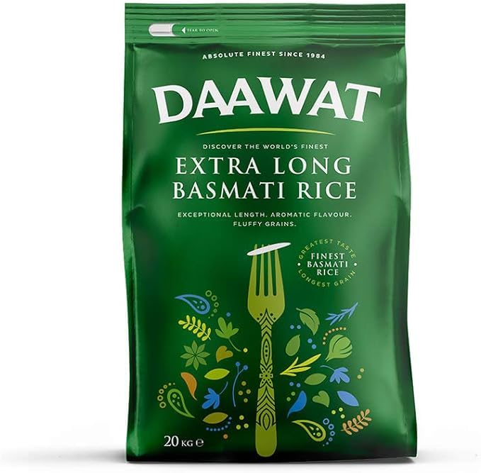 Seelans Daawat Extra Long Basmati Rice | Aromatic & Fluffy Grains | Great Flavor | 20KG