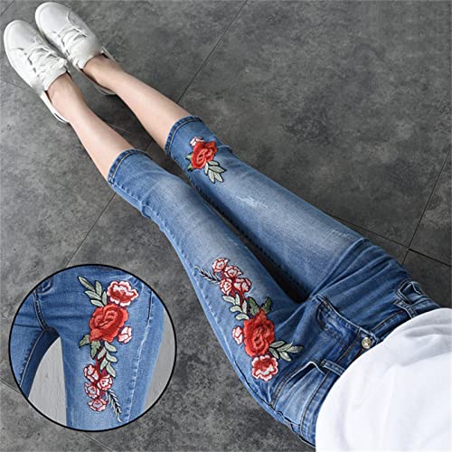 DGHM-JLMY Women's Capri Stretch Casual Jeans Slim Fit Sexy Pattern Skinny Capri Jeans Soft Mid-Rise Summer Denim Pants4