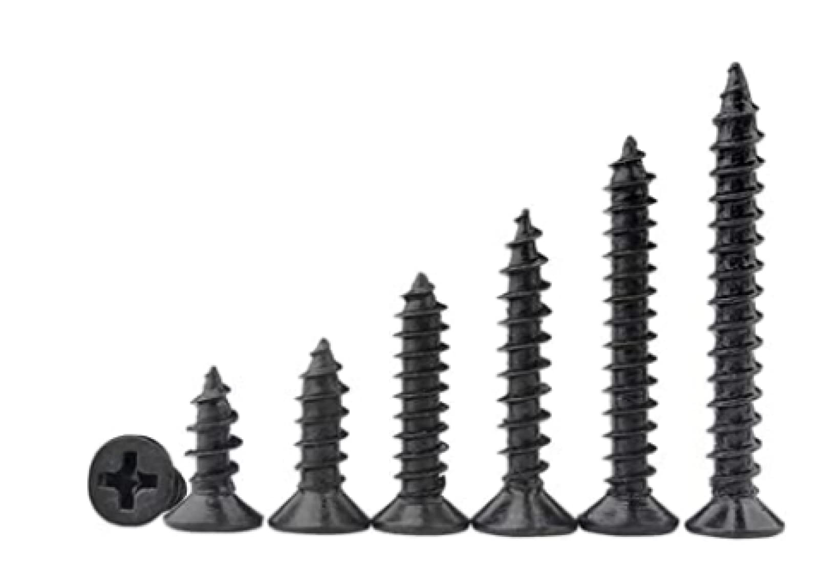 Selbstschneidende Schrauben, selbstschneidende Schrauben, Trockenbauschrauben, Flachkopfschrauben, Kreuzschrauben, Eisenschrauben, ca. 160_schwarz_5 cm (Size : About-160-black-5cm)