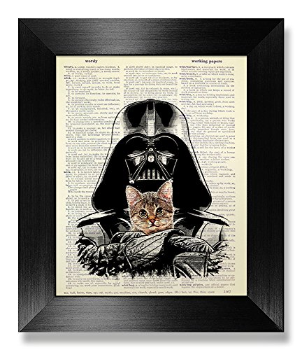 Funny Star Wars Gift for Boyfriend Birthday Gift, Darth Vader with Tabby Cat Art Print, Dictionary Art Print, Cool Office Poster, Office Gift for Man Woman Coworker Boss, Boyfriend Gift for Husband