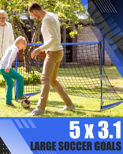 Kunup Kids Soccer Goals For Backyard, 5 X 3Ft Set Of 2 Portable Soccer Nets For For Backyard Folding Outdoor Soccer Practice Goals With Carrying Bag #TOP5