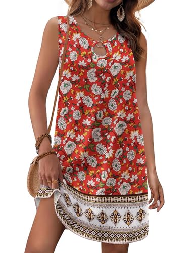 Image of Zeagoo Womens Summer Beach Dresses 2025 Loose Sleeveless Mini Sundress Swimsuit Coverup Spring Casual Boho Tank Dress