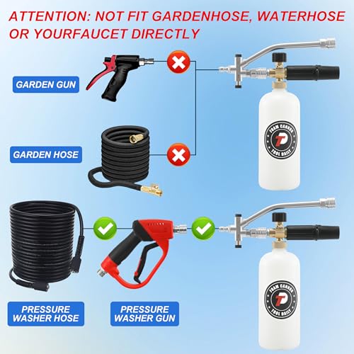 Image of Tool Daily Foam Cannon with Dual Connector Accessory, 1 /4 inch Quick Connect | 5 Pressure Washer Nozzle Tips, Foam Cannon for Pressure Washer, 1 Liter