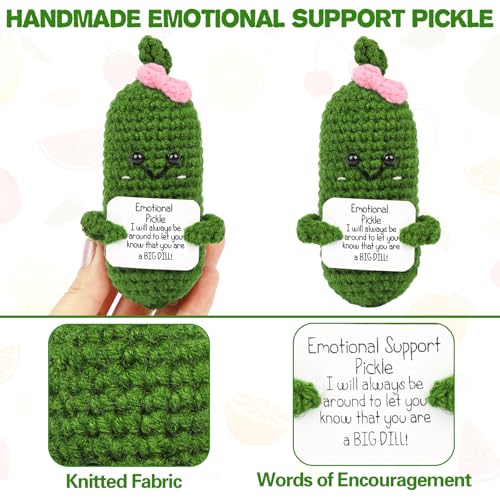 Image of Hoedia Emotional Pickle Small Galentines Valentine's Day Gifts for Women Men Her Him, Crochet Cucumber Cute Funny Support Crafts College Office Friend Birthday Mothers Day Easter Basket Decorations