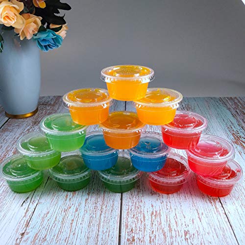 tashibox 2 oz 100 sets disposable plastic cups with lids jello shot cups souffle cups