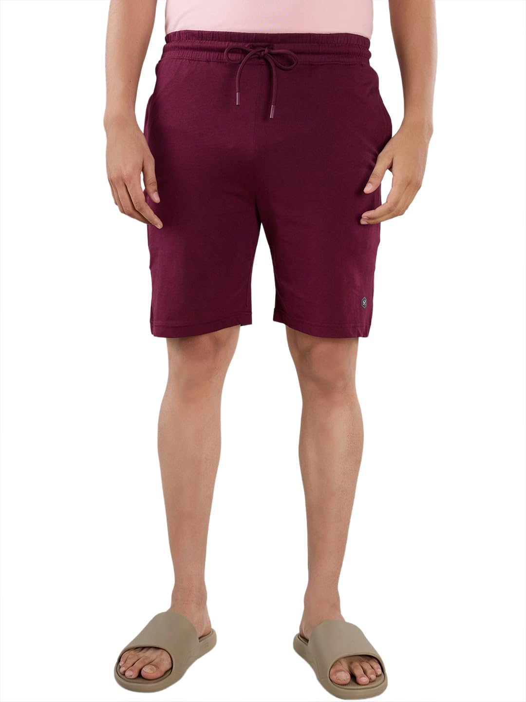 Men Regular Fit Solid Pattern Pure Cotton Flat Front Lounge wear Shorts