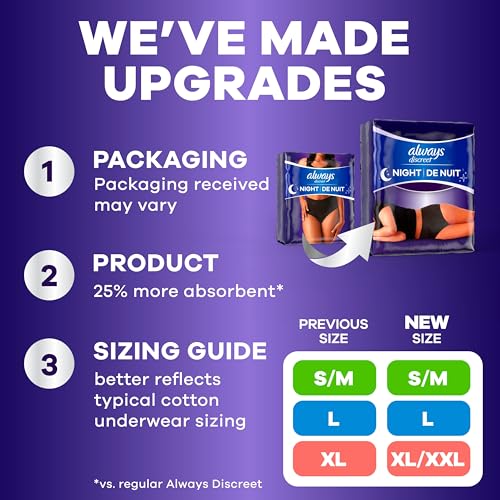 Always Discreet Night, Reimagined Adult Diapers for Women, Extended Overnight Absorbency Incontinence and Postpartum Underwear Size L, 360 Degree Coverage While Laying Down, 48 Count​ - image 2