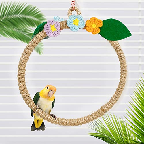 Image of La La Pet Bird Rope Swing with Hanging Hook Bird Rope Perch Bird Swing Perch Bird Perch Stand Bird Cage Toy for Parrot Budgie Parakeet Cockatiel Cockatoo Conure Large