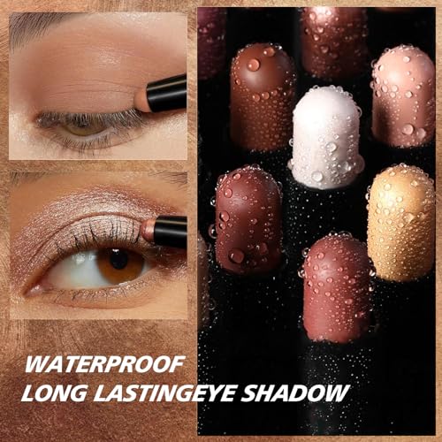 Eyeshadow Stick 8PCS,Cream Eyeshadow Shimmer Stick,Eye Shadow Pencil Crayon, Eye Shadow Stick Set, Waterproof Pearly Sparkle Glitter Cream Stick Pen Eye Liner Makeup for Women - Image 8