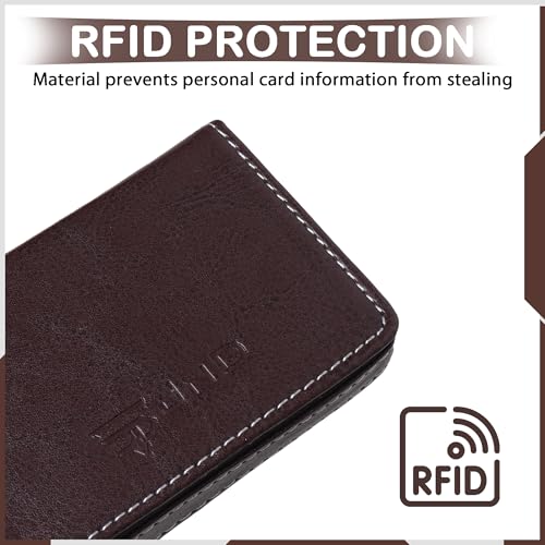 Image of JnD Notebook Card Holder Wallet - Slim, Multi-Functional, Premium Leather, RFID Blocking, Secure Closure, Compact, Durable, Stylish (Brown)